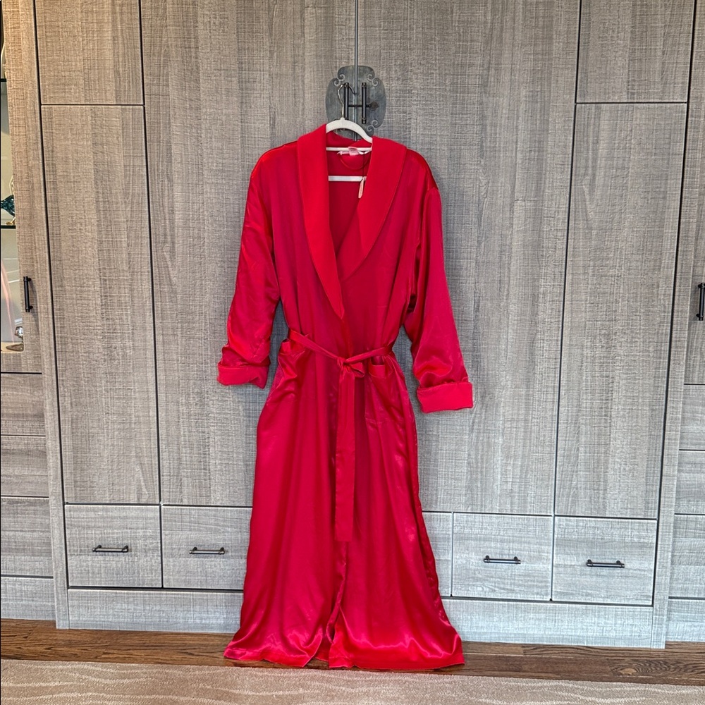 Victoria’s Secret 2003 Victoria's Satin Flannel Fleece Long Robe - Picture 4 of 14